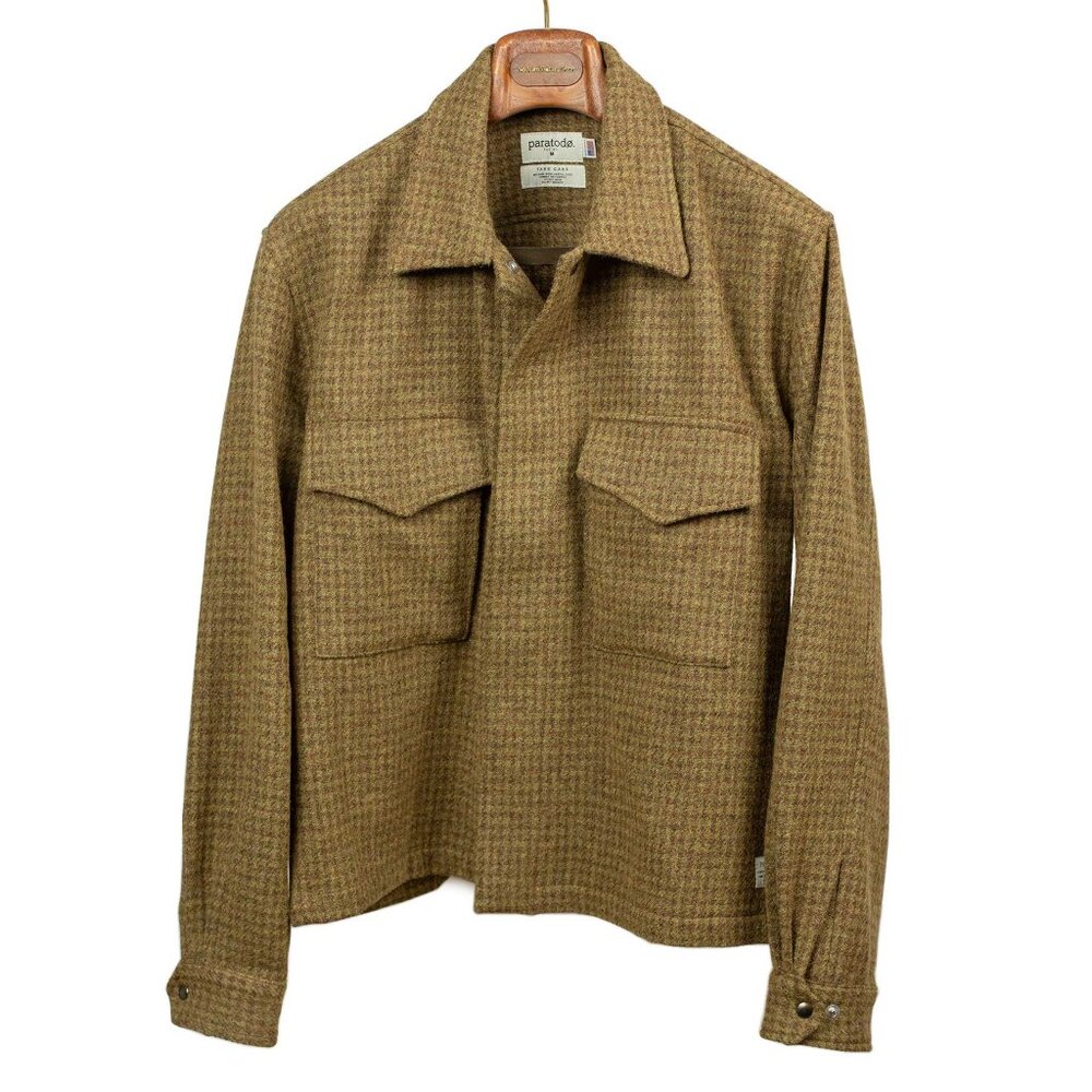 BNWOT - Paratodo London 68 jacket in olive and brown houndstooth wool - MiUSA